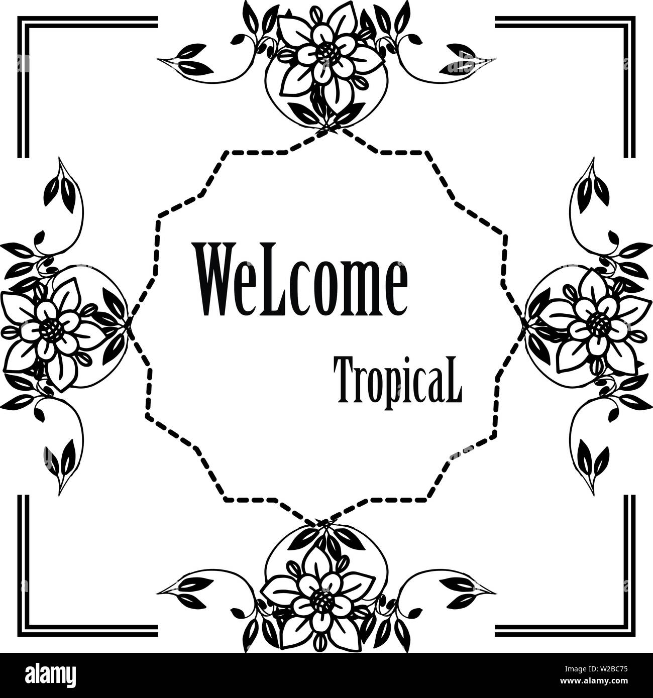 Vector Illustration schöne Blume Rahmen für Karte wellcome tropischen Hand gezeichnet Stock Vektor
