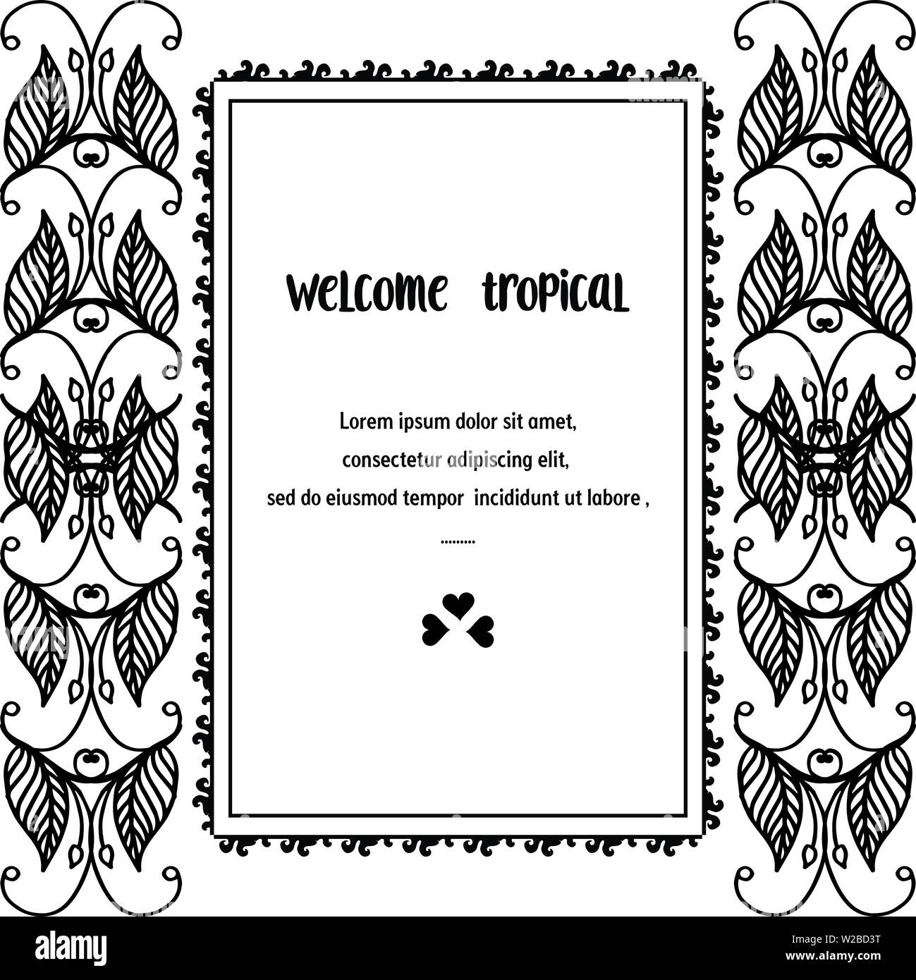 Vector Illustration verschiedene Blume Rahmen für Design Banner wellcome Tropical von Hand gezeichnet Stock Vektor