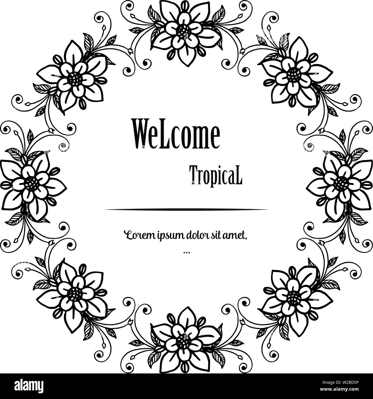 Vector Illustration verschiedene Blume Rahmen für Design Banner wellcome Tropical von Hand gezeichnet Stock Vektor