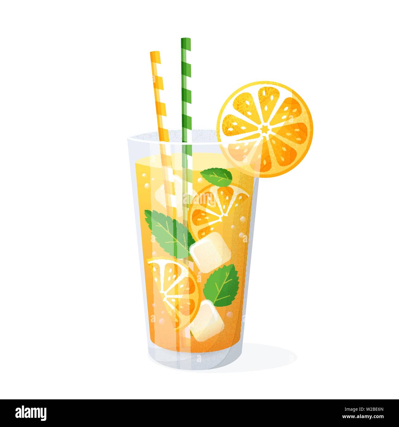 Orange Cocktail aus Glas. Vector Illustration auf weißem Hintergrund. Sommer erfrischendes Getränk mit Eis. Stock Vektor