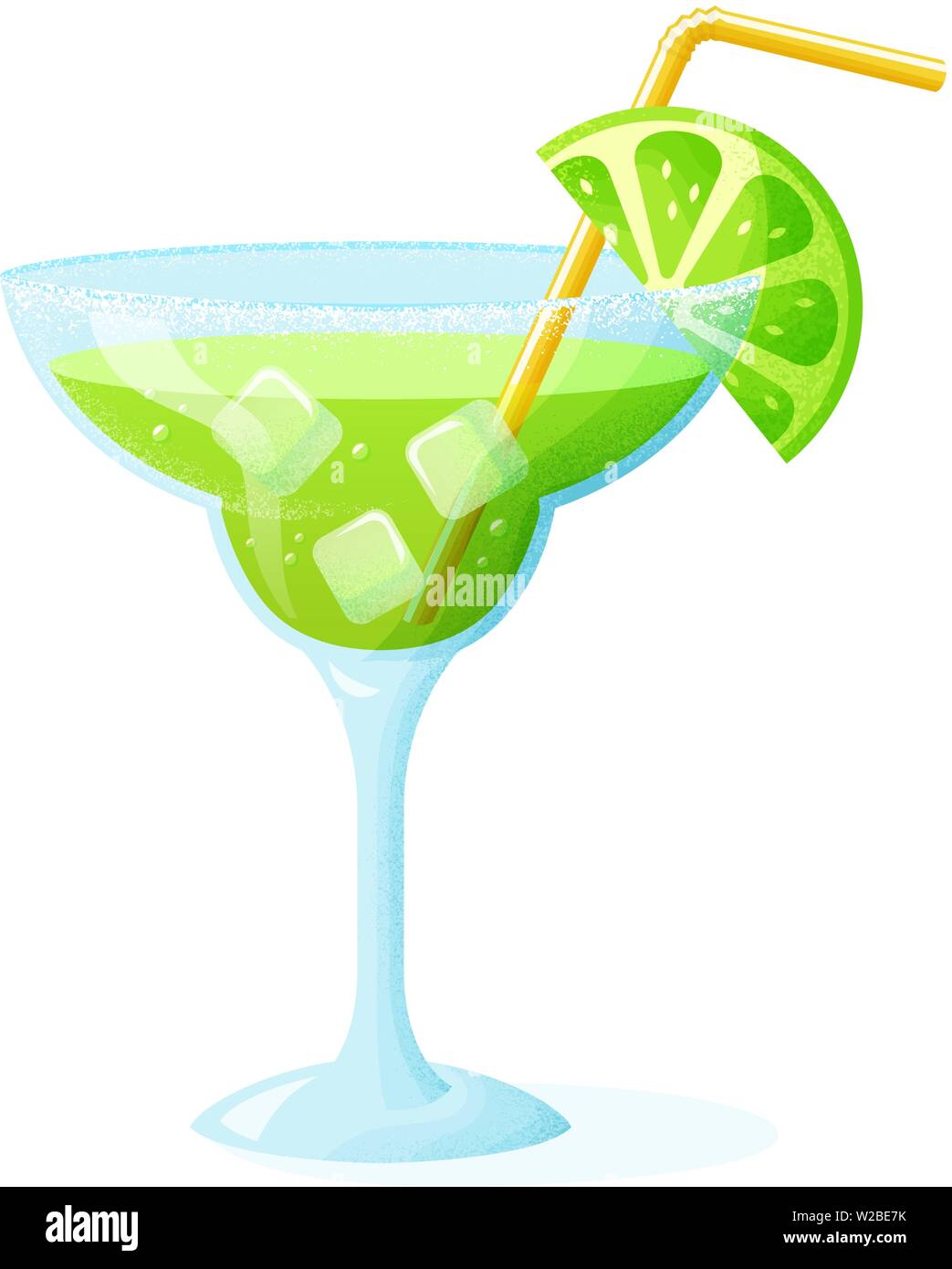 Margarita Cocktail mit einer Scheibe von Kalk. Ein Glas erfrischenden Drink auf weißem Hintergrund. Vector Illustration. Stock Vektor