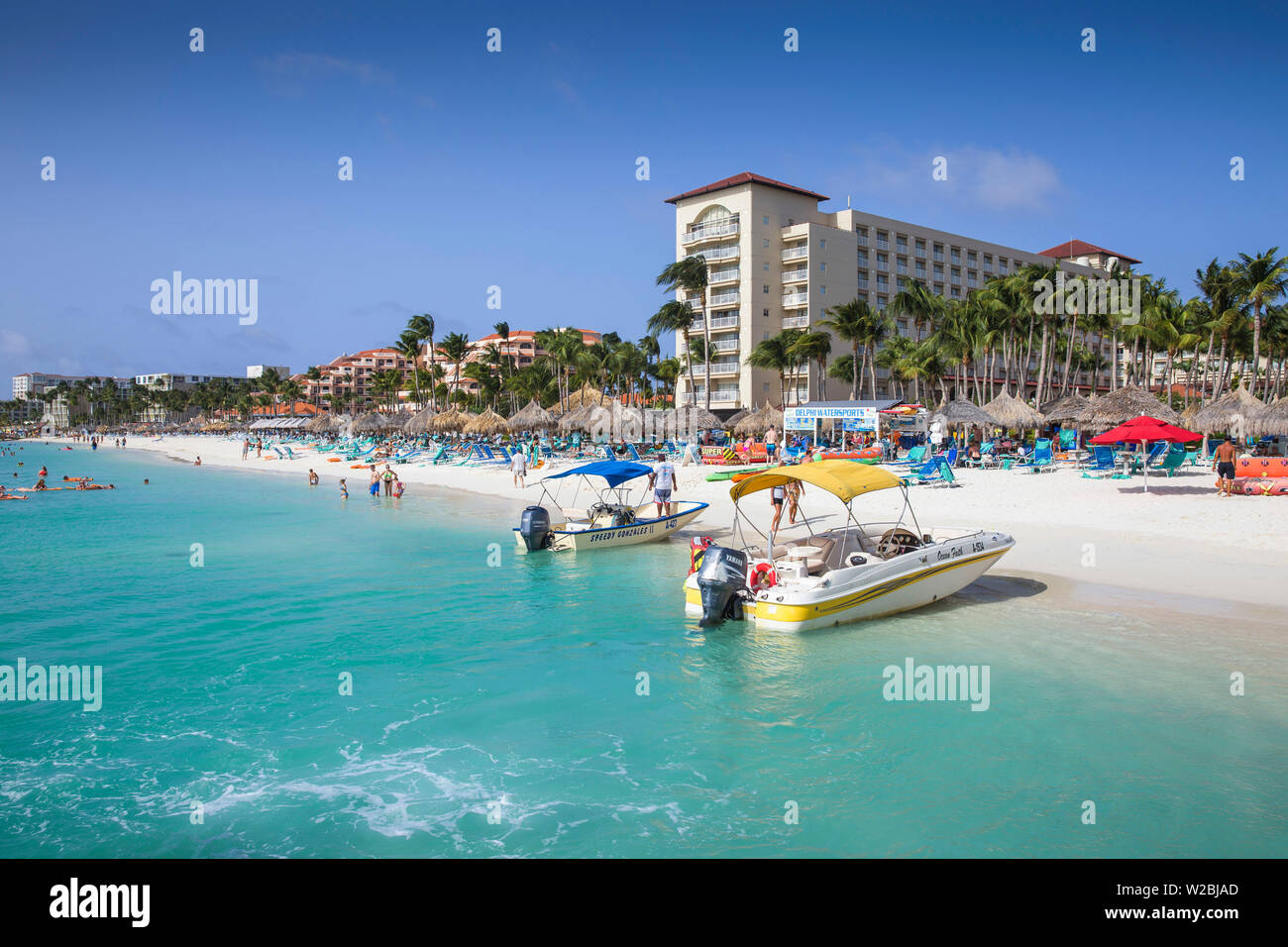 Karibik, Niederländische Antillen, Aruba, Palm Beach Stockfoto