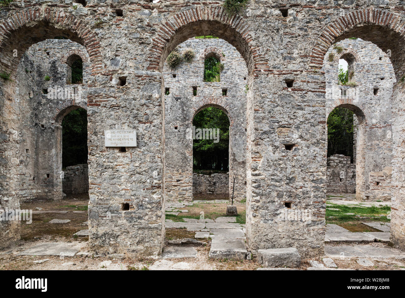 Albanien, albanische Riviera, Butrint, Ruinen des 6. Jahrhundert griechische Stadt, die Basilika Stockfoto