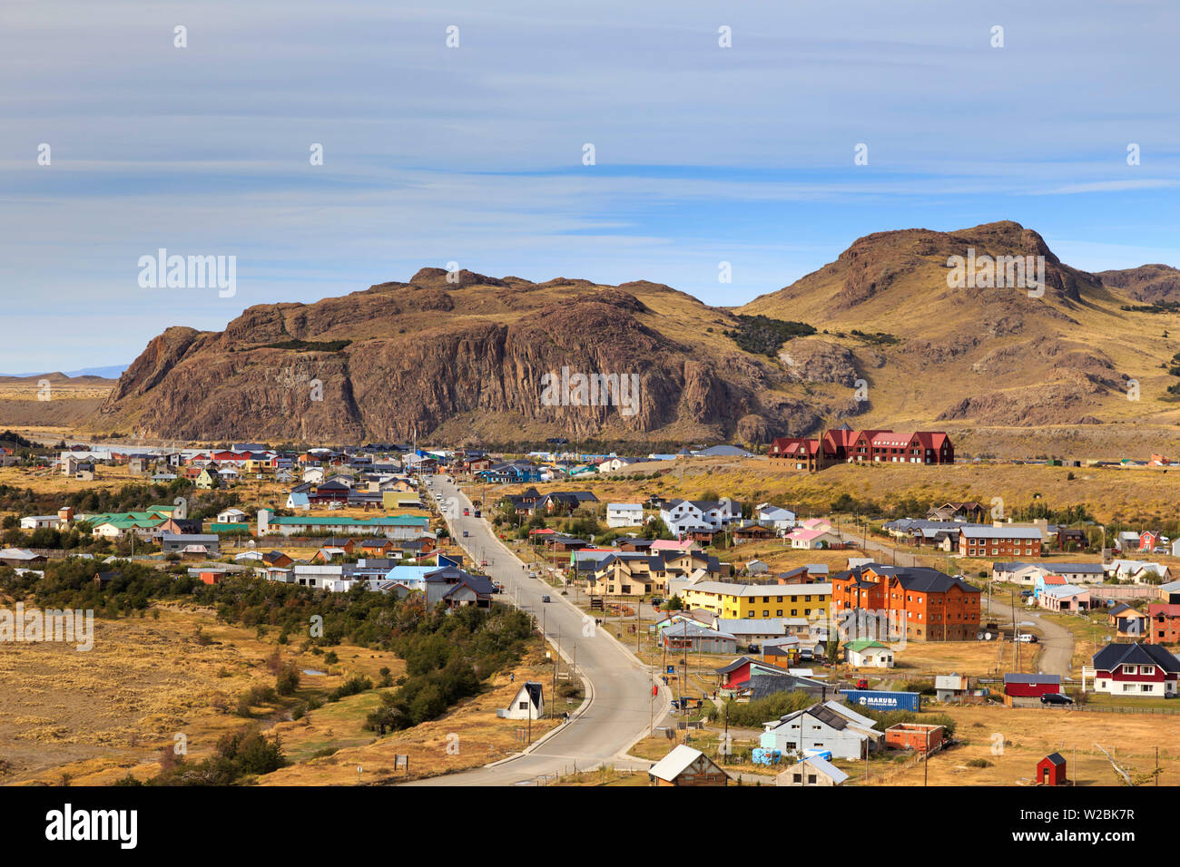 Argentinien, Patagonien, El Chalten, Stadt von Fitzroy trail gesehen Stockfoto