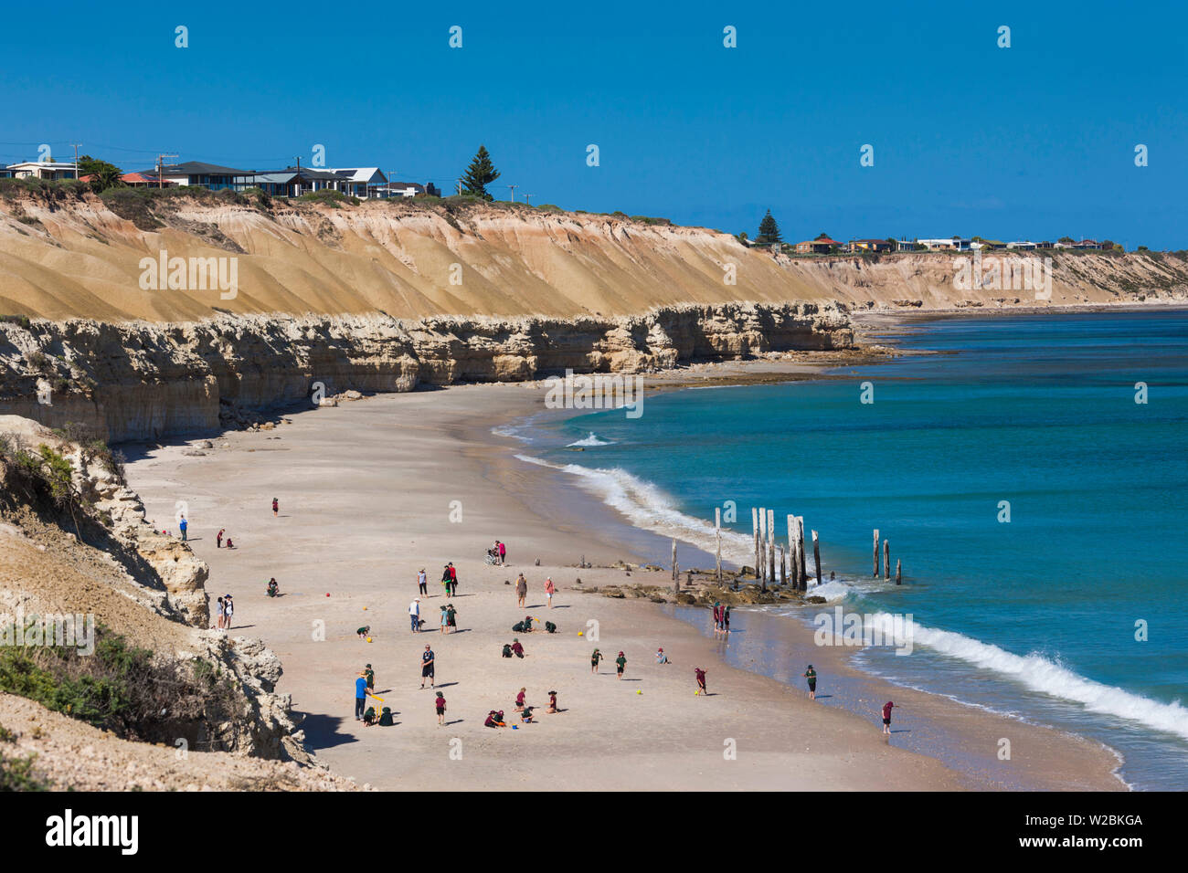 Australien, South Australia, Fleurieu Peninsula, Port Willunga, erhöht die Aussicht auf den Strand Stockfoto
