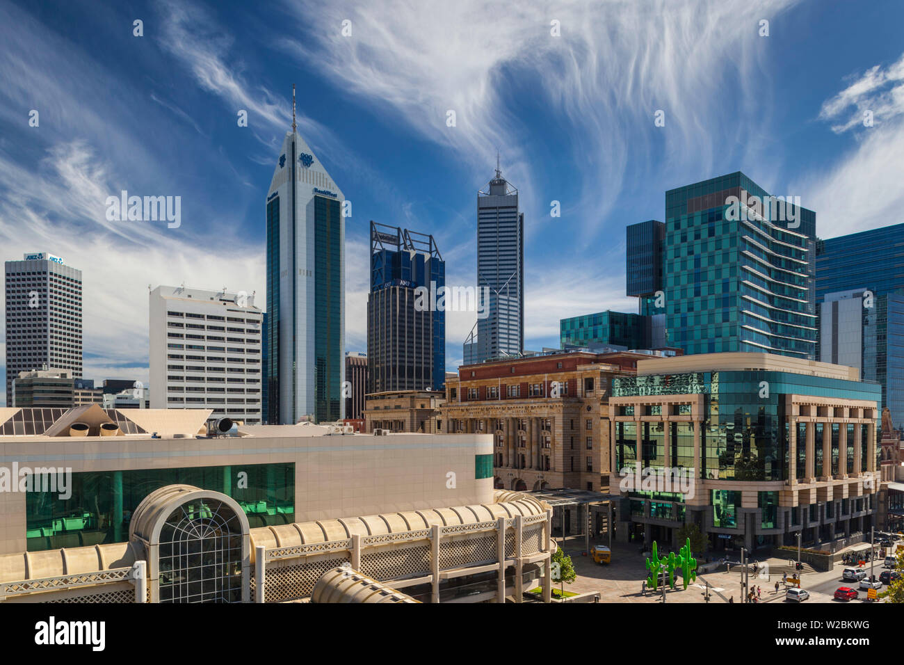 Australien, Western Australia, Perth, Skyline von Perth, Erhöhte Ansicht, Nachmittag Stockfoto