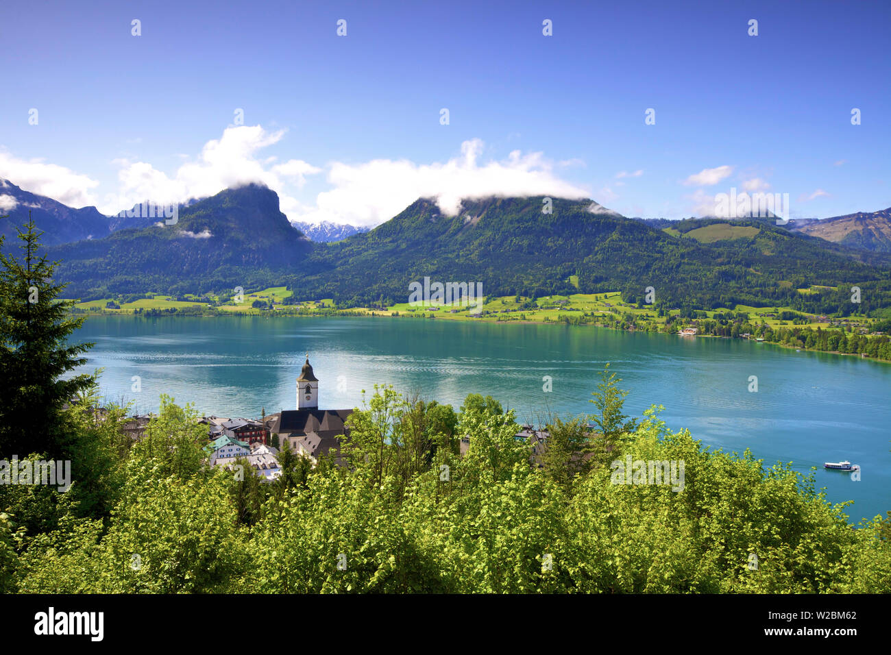 Eine Fähre am Wolfgangsee, St. Wolfgang, Österreich, Europa, Stockfoto