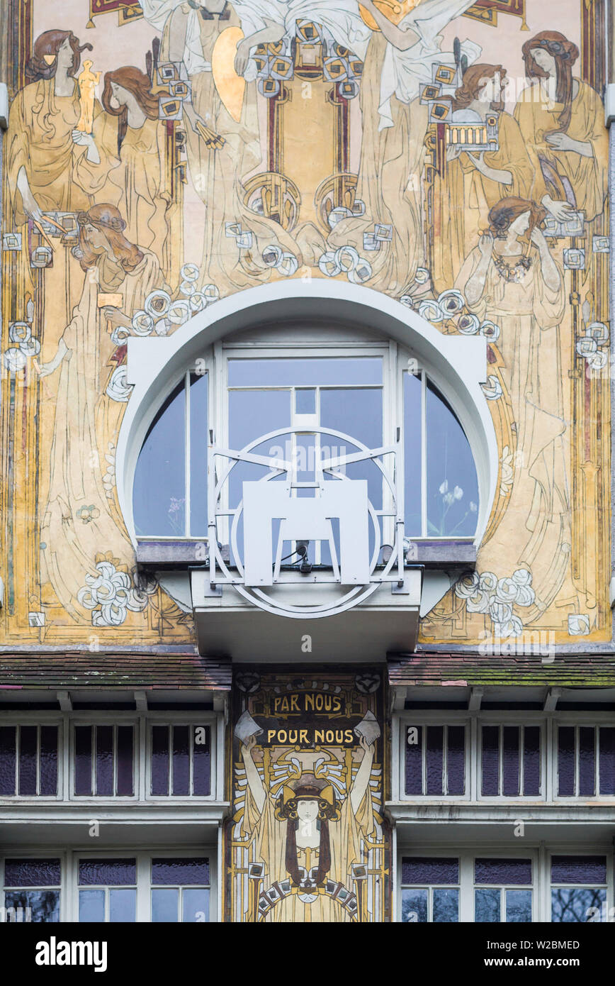 Belgien, Brüssel, Jugendstil Architektur, Maison Cauchie, detail Stockfoto