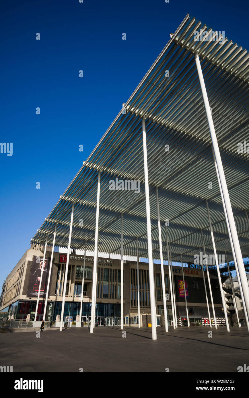 Belgien, Antwerpen, Theaterplein, Stadsschowburg theater Vordach Stockfoto