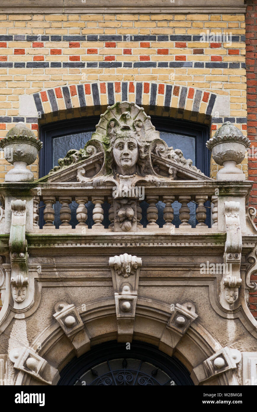 Jugendstil Architektur, Detail, Zurenborg, Antwerpen, Belgien Stockfoto