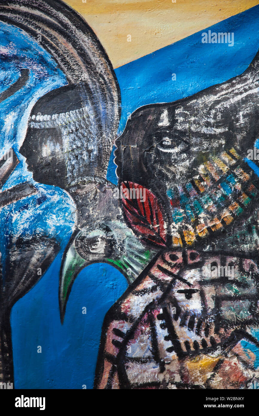 Afro-kubanische Wandmalereien von Salvador González, Callejon de Hamel, Cento Habana, Havanna, Kuba Stockfoto