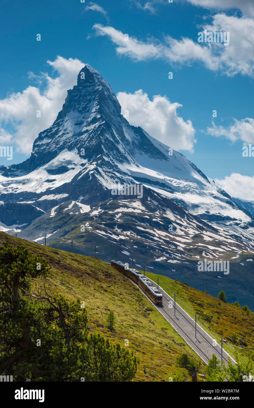 Gornergrat Bahn & Matterhorn, Zermatt, Wallis, Schweiz Stockfoto