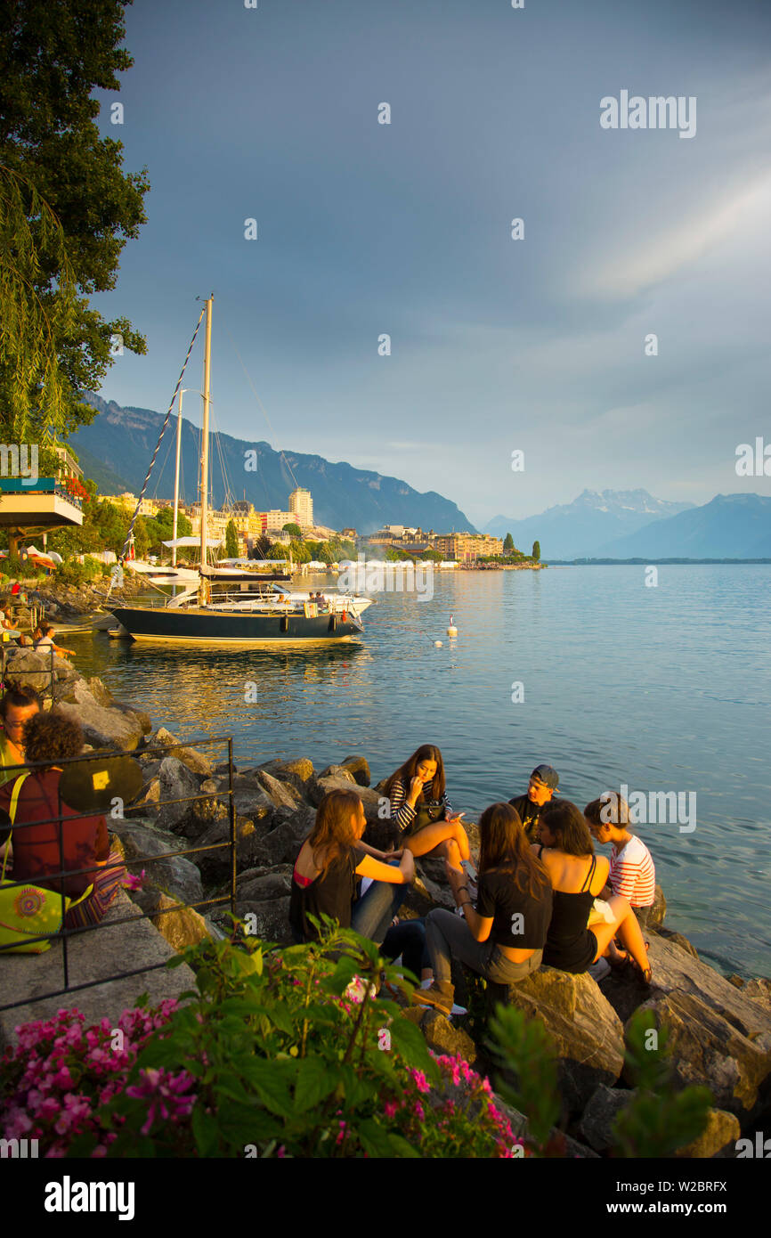 Während des Montreux Jazz Festival, See Genf, Waadt, Schweiz Stockfoto