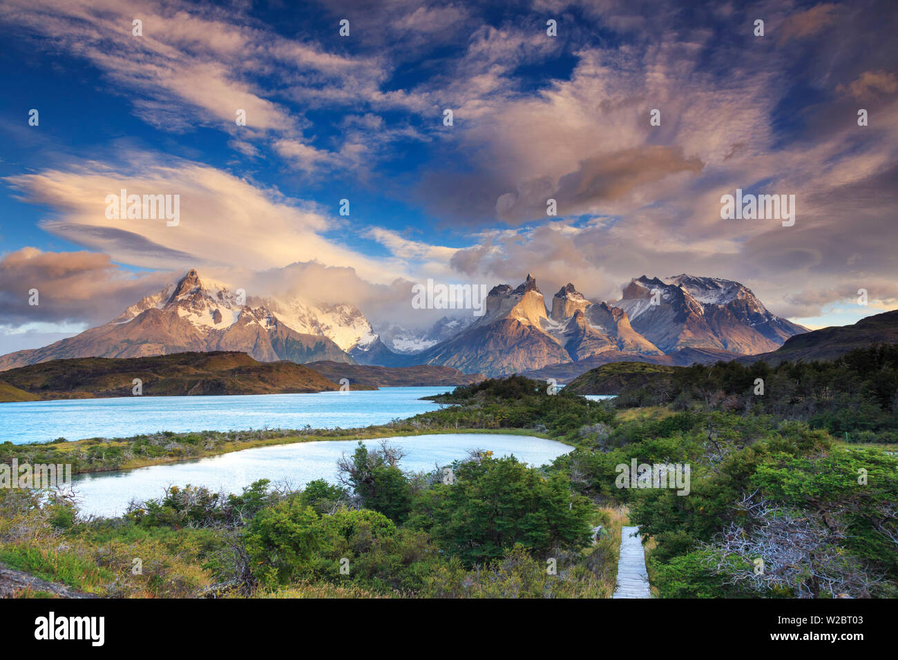 Chile, Patagonien, Torres del Paine Nationalpark (UNESCO-Welterbe), See Pehoe Stockfoto