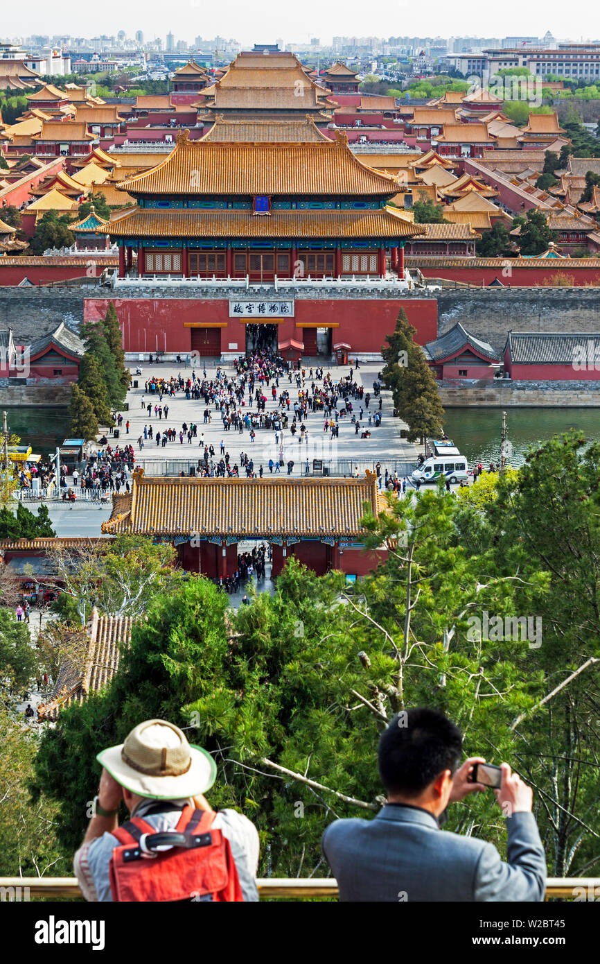 China, Peking, die Verbotene Stadt in Peking Blick nach Süden vom Aussichtspunkt der Jingshan Park genommen Stockfoto