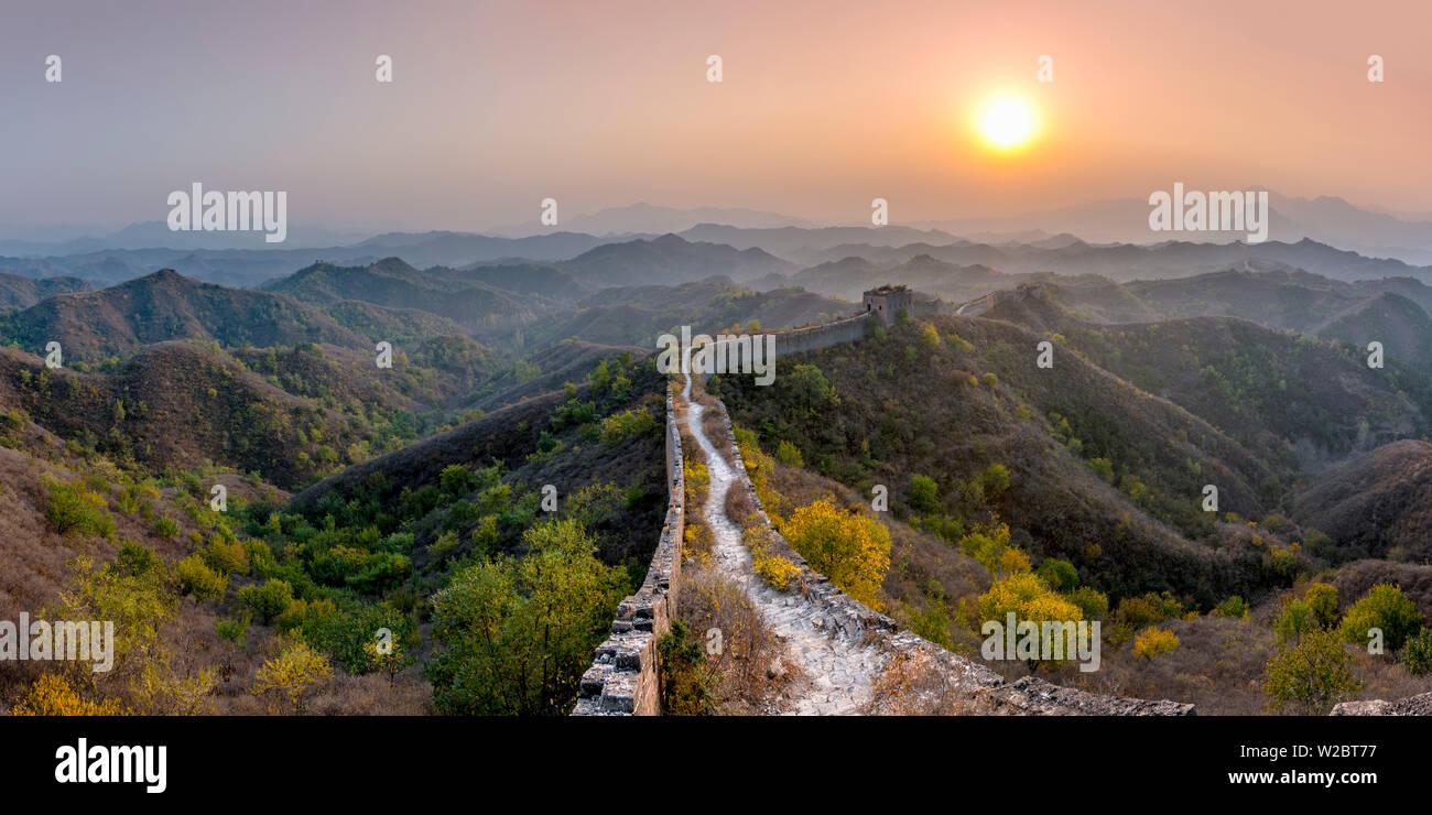 China, Peking Gemeinde, miyun County, der Chinesischen Mauer (UNESCO-Weltkulturerbe), Gubeikou zu Jinshanling Abschnitt Stockfoto