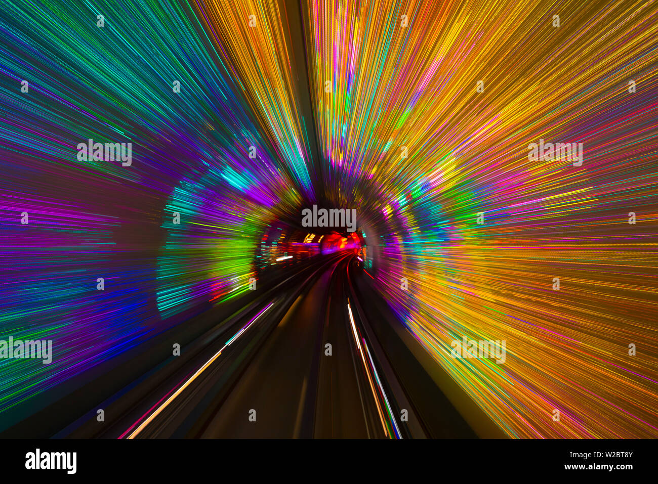 China, Shanghai, Bund Sightseeing Tunnel unter dem Fluss Huangpu zwischen Pudong und Huangpu Bezirke Stockfoto