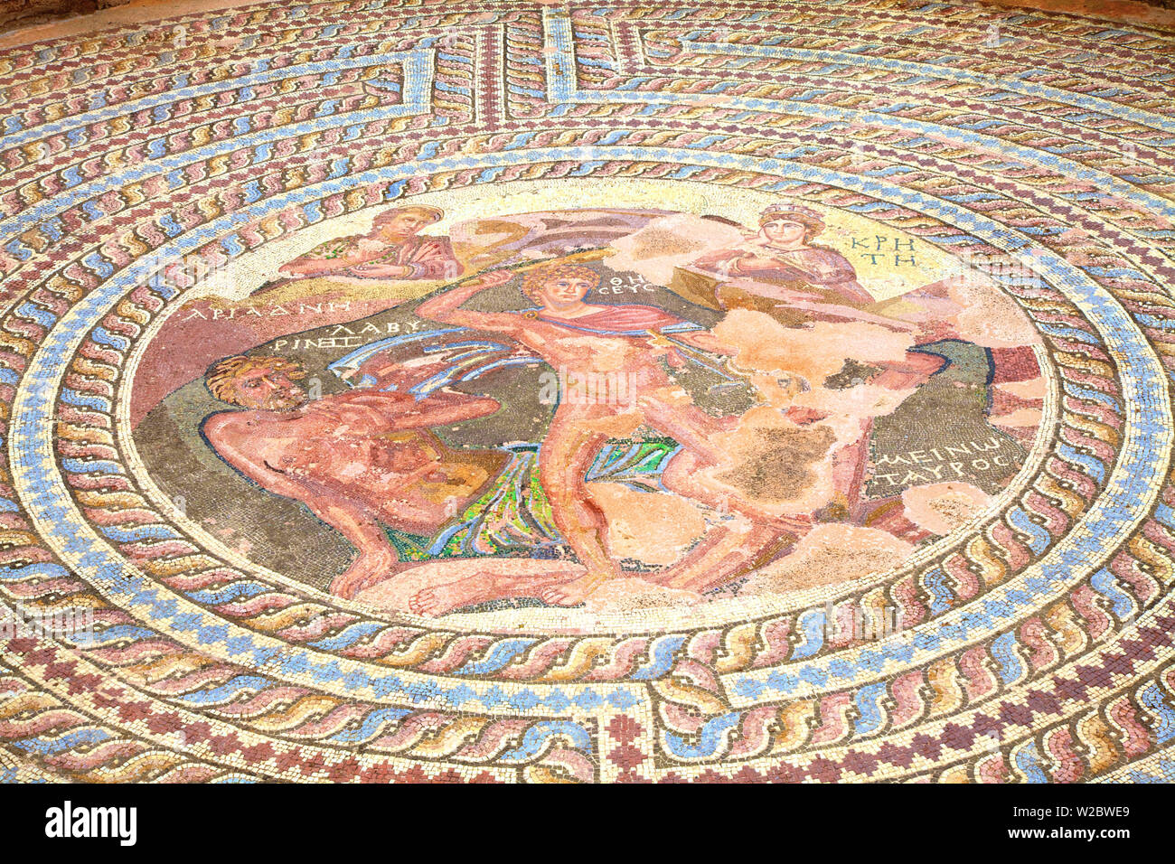 Mosaiken im Haus des Theseus, Kato Pathos Archäologischen Park, Pathos, Zypern, Östliches Mittelmeer Stockfoto