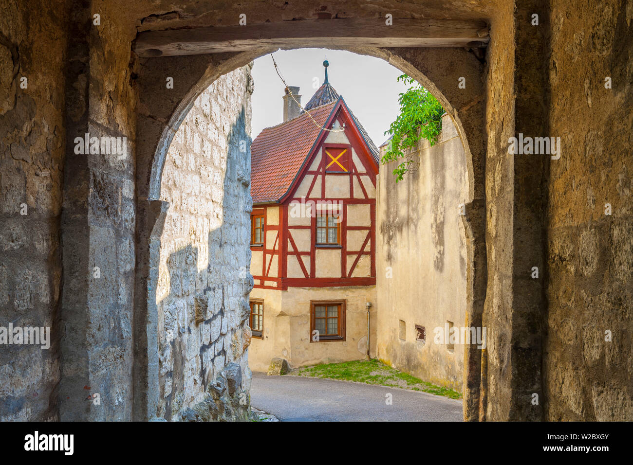 Castle Gate, Harburg Schloss Harburg, Schwaben, Bayern, Deutschland Stockfoto