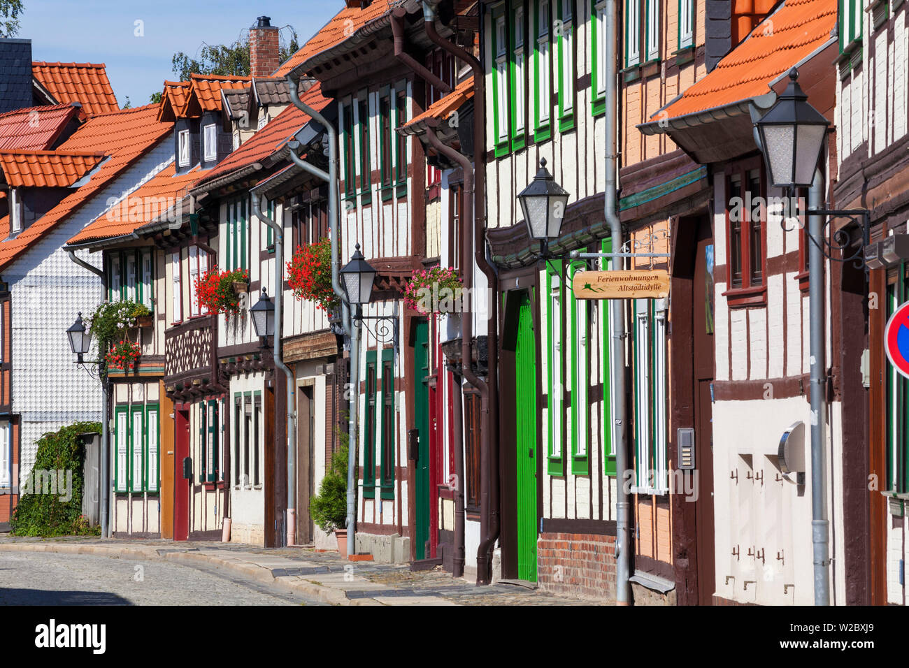 Fachwerkhäuser, Altstadt, Wernigerode, Harz, Sachsen-Anhalt, Deutschland Stockfoto