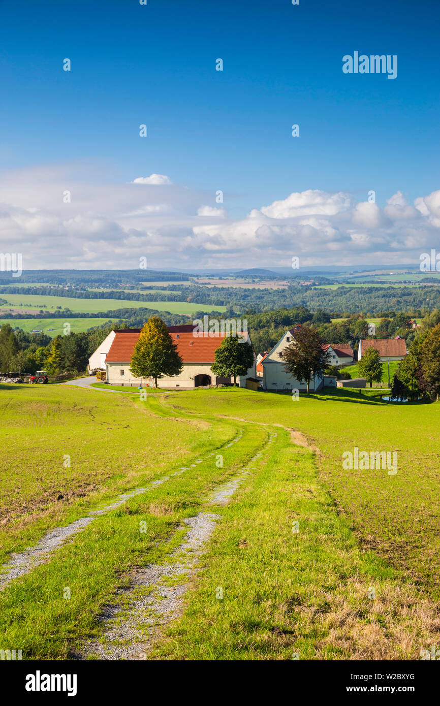 Farm und die Landschaft in der Nähe von Konnigstein, Sachsen, Deutschland Stockfoto