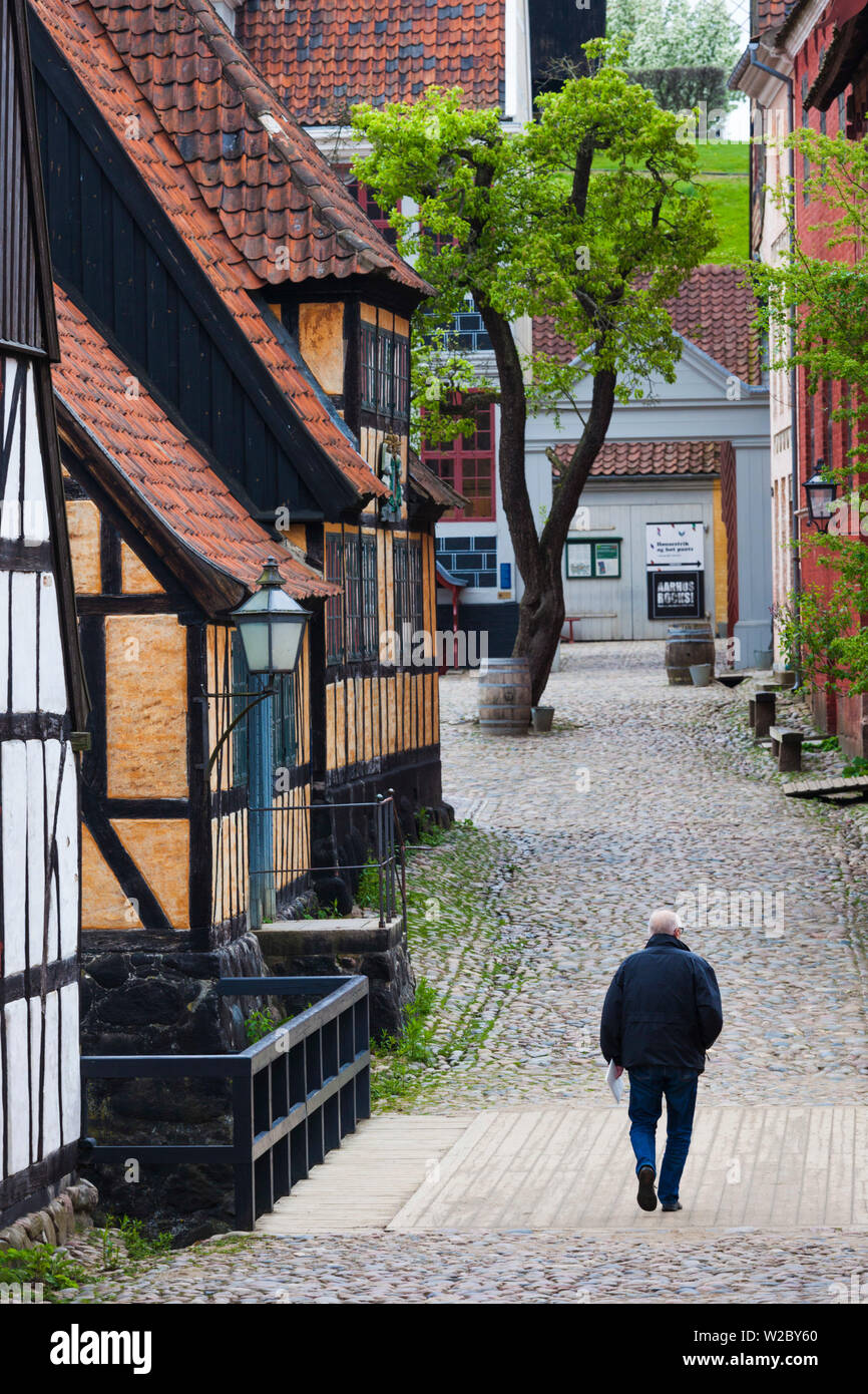 Dänemark, Jütland, Aarhus, Den Gamle By, rekonstruiert Old Town, halbe Fachwerkhaus Gebäude Stockfoto