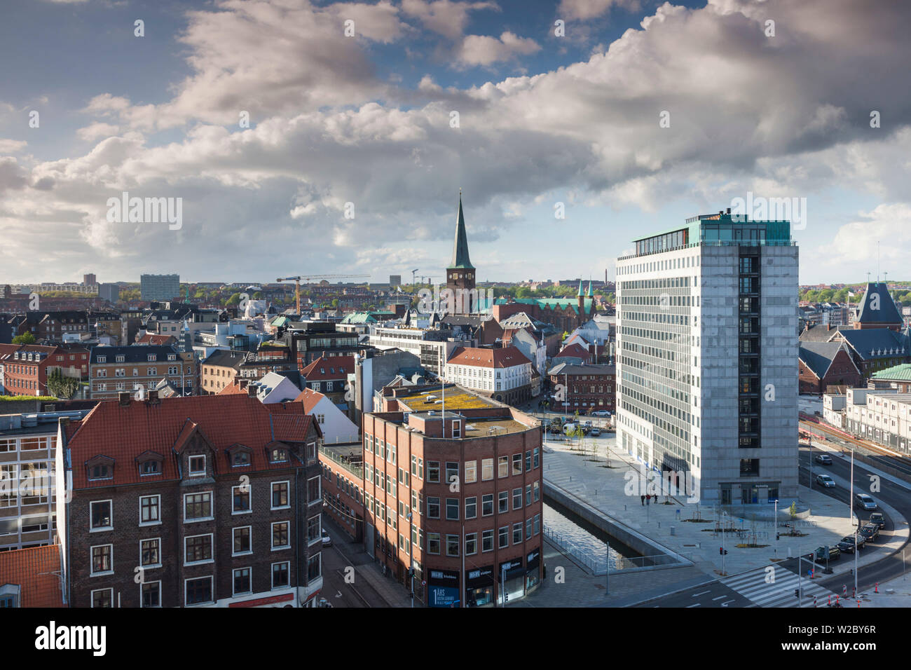 Dänemark, Jütland, Aarhus, erhöhten Blick auf Europaplads Platz Stockfoto