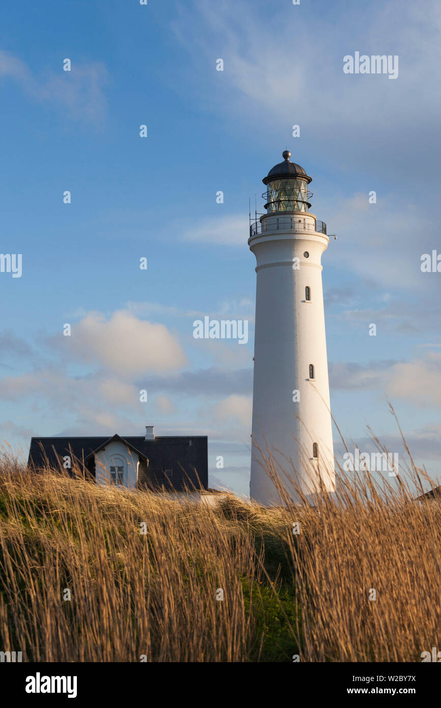 Dänemark, Jütland, Hirtshals, Hirtshals Fyr Leuchtturm, am späten Nachmittag Stockfoto