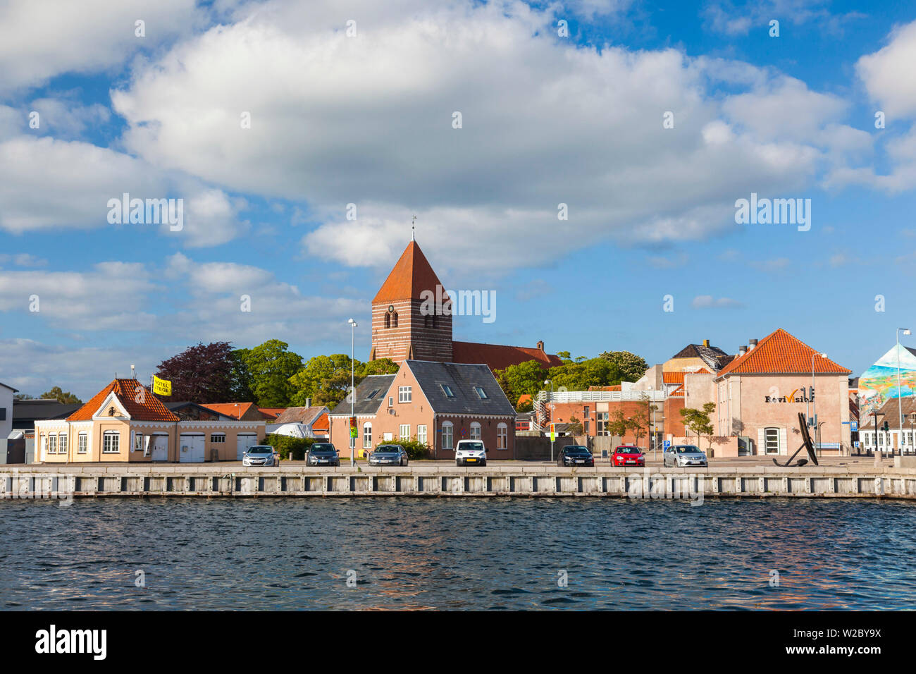 Dänemark, Mon, Stege, Blick auf die Stadt. Stockfoto