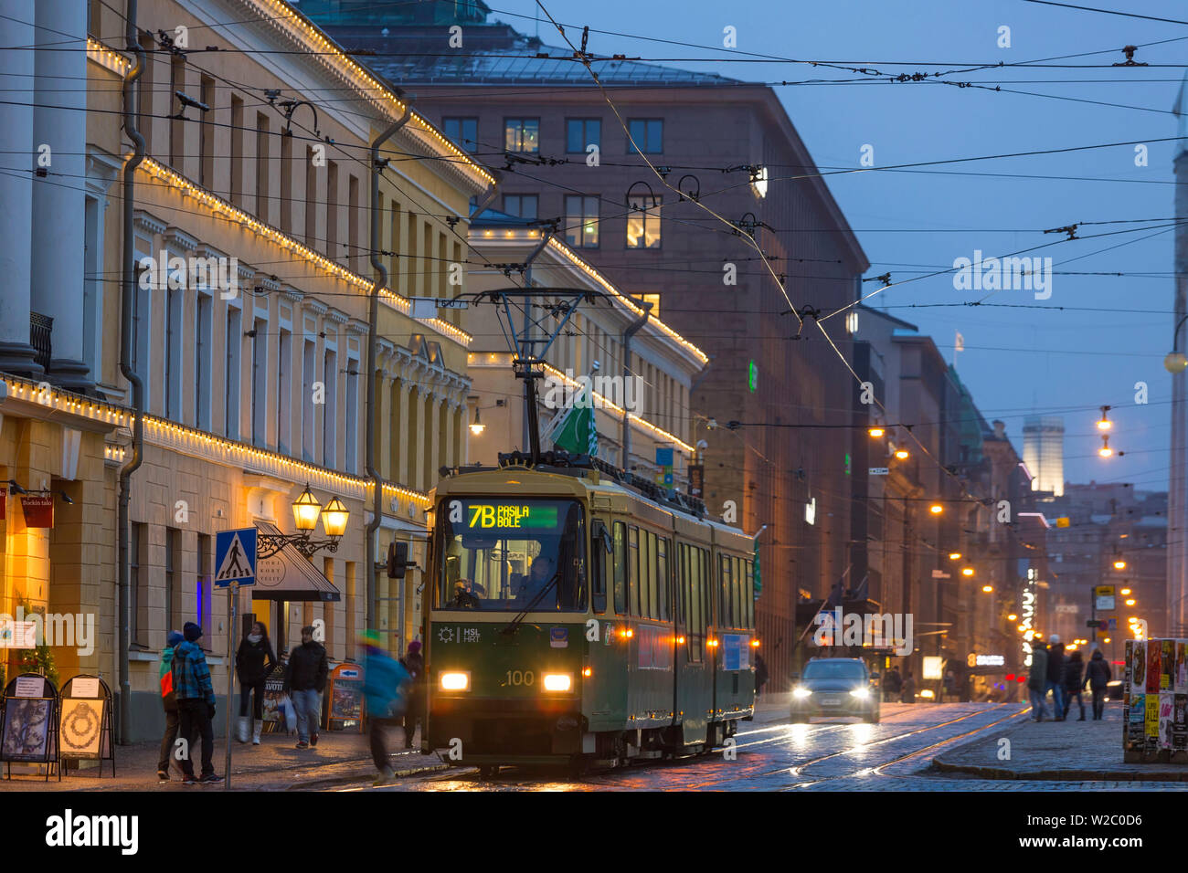 Straßenbahn, Zentrum von Helsinki, Helsinki, Finnland Stockfoto