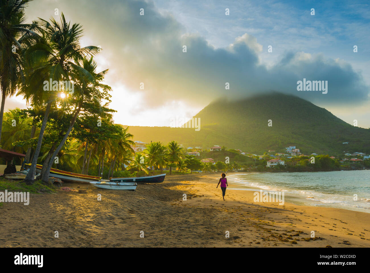Karibik, Martinique, Les Anse d'Arlet, Petite Anse, Sunsrise Stockfoto