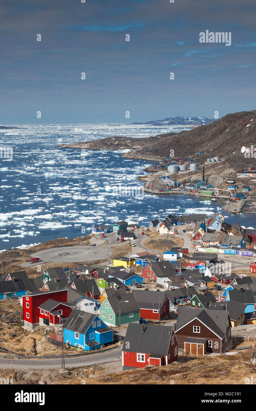 Grönland, Qaqortoq, erhöhten Blick auf die Stadt Stockfoto