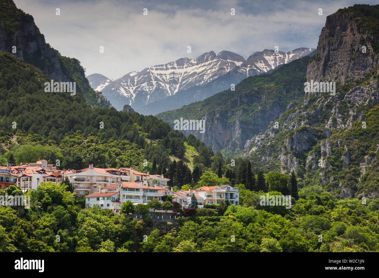Griechenland, Makedonien Region, Litochoro, Aussicht auf den Mount Olympus Stockfoto