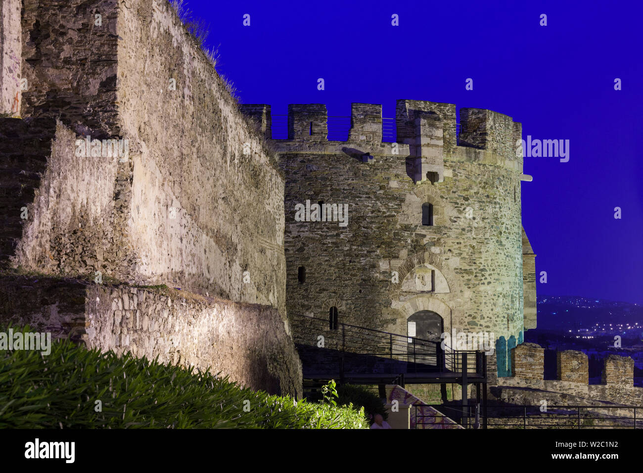 Griechenland, Mazedonien Zentralregion, Thessaloniki, Oberstadt, alte Stadtmauer, Morgendämmerung Stockfoto