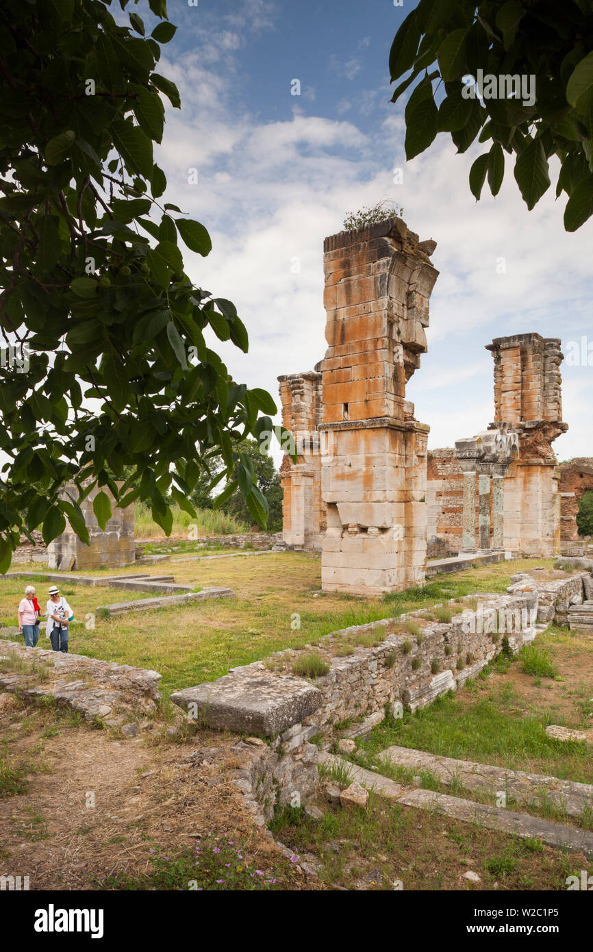 Griechenland, OstMazedonien und Thrace Region, Philippi, Ruinen der antiken Stadt gegründet 360 v. Chr. Basilika B Stockfoto