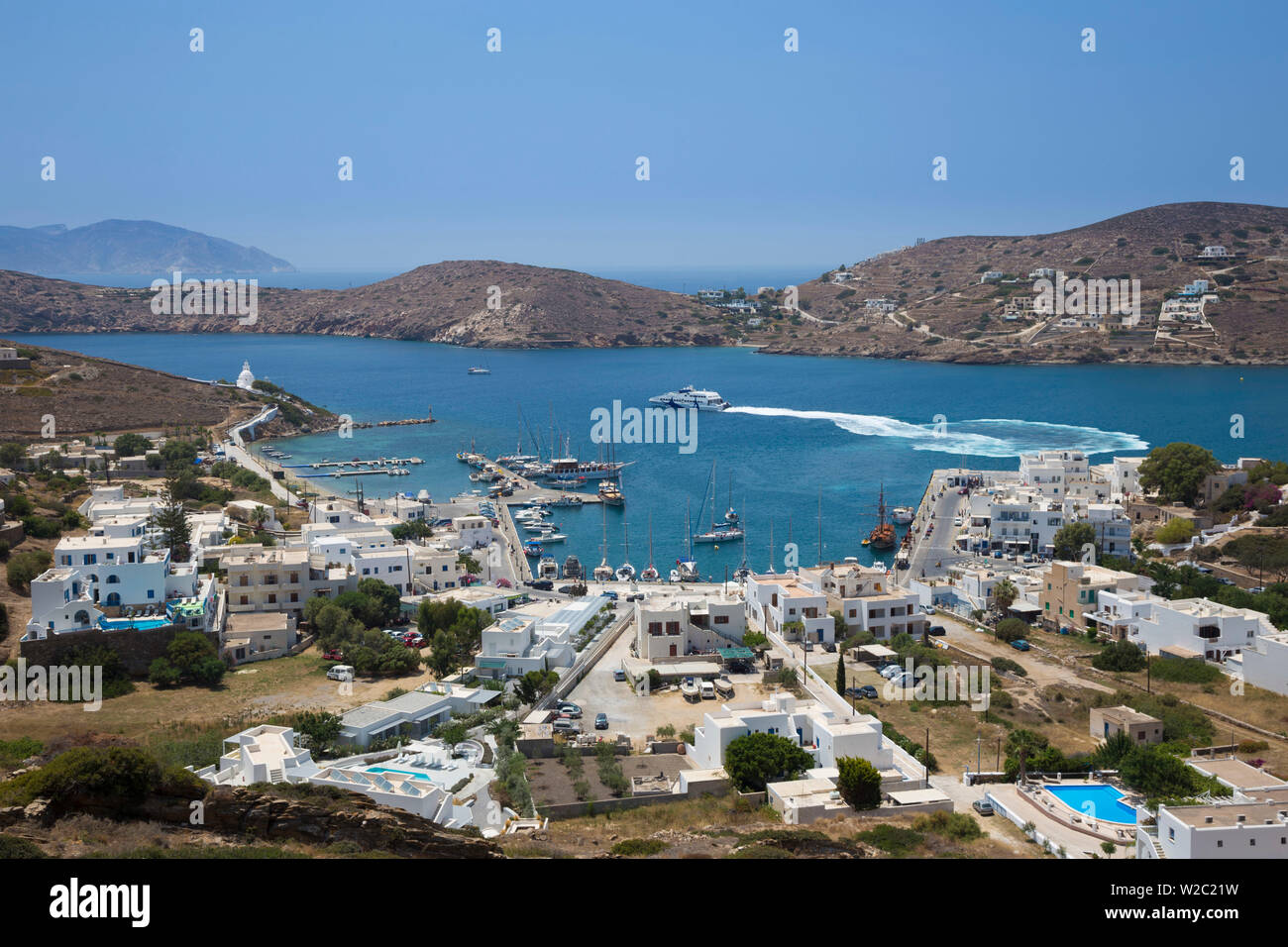 Der wichtigste Hafen, die Insel Ios, Kykladen, Griechenland Stockfoto