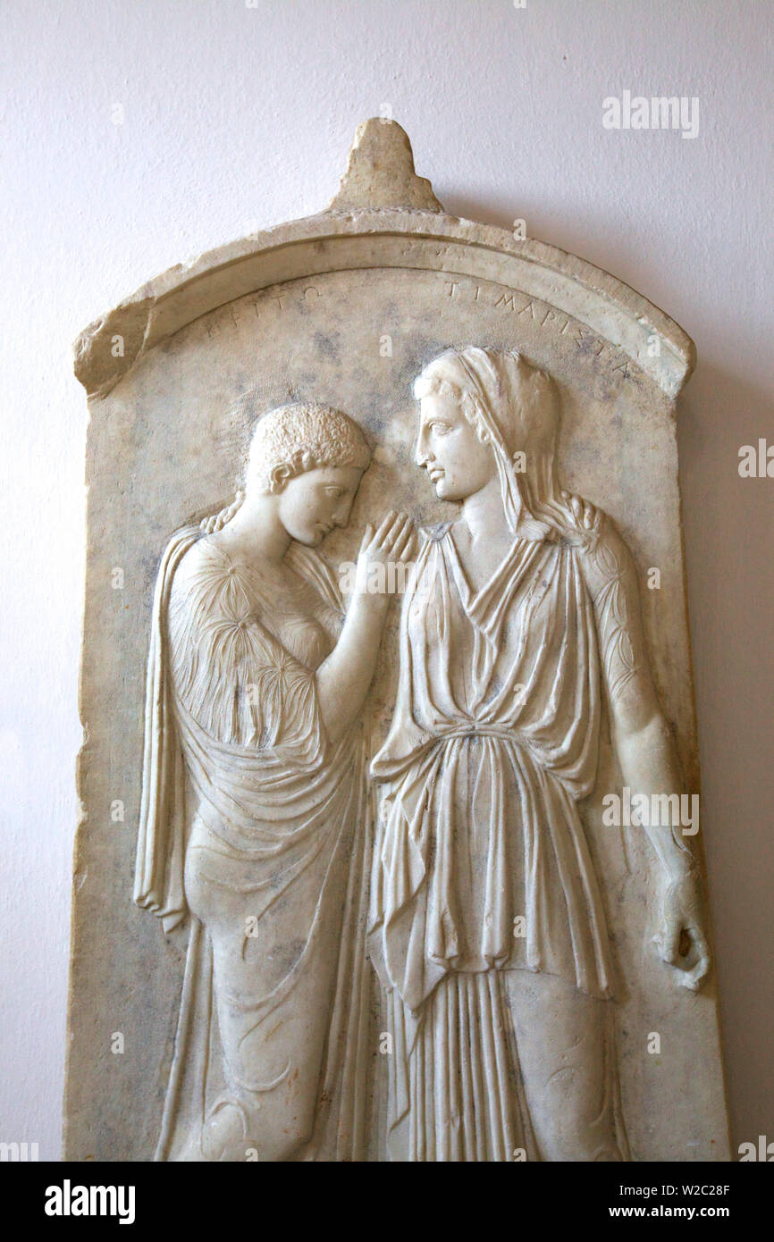 Große Erleichterung von Krito und Timarista, Archäologisches Museum, Altstadt, Rhodos, Dodekanes, griechische Inseln, Griechenland, Europa Stockfoto
