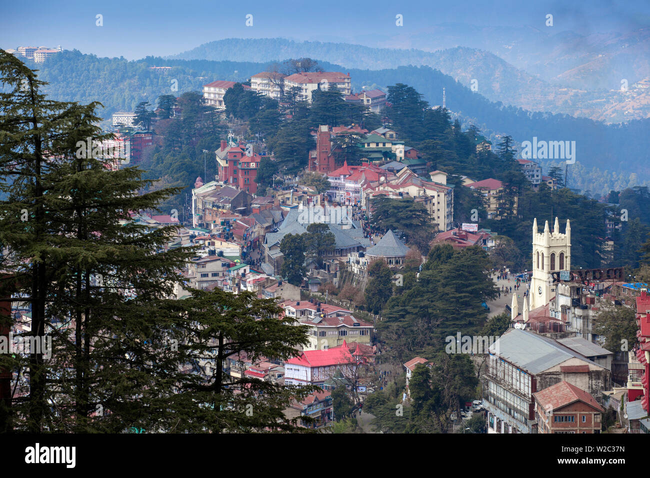 Indien, Himachal Pradesh, Shimla, Ansicht der Kirche Christi auf dem Grat Stockfoto