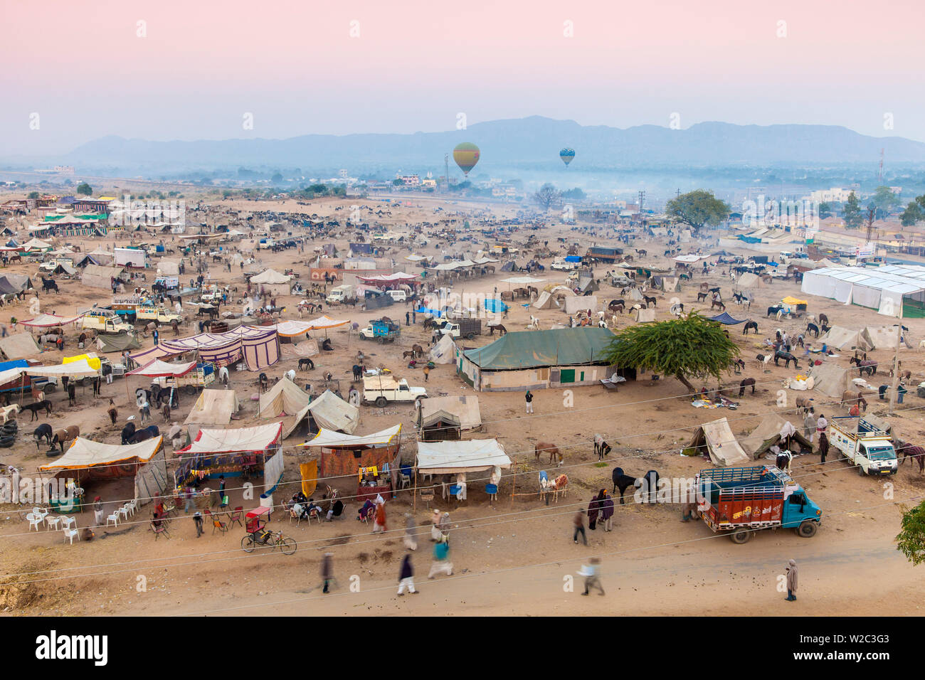 Indien, Rajasthan, Pushkar, Ansicht von Pushkar Camel Fair Stockfoto