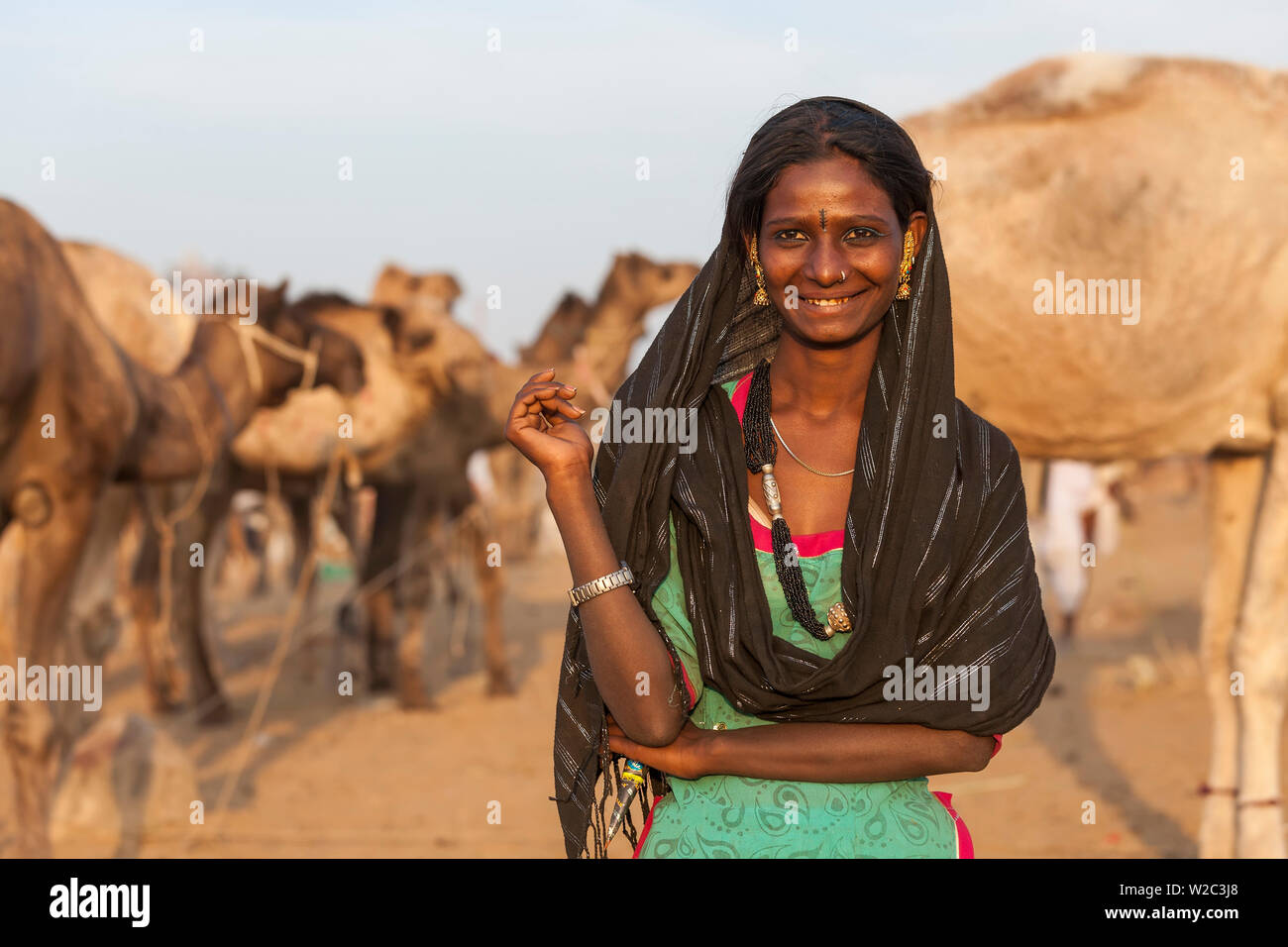 Inderin, Pushkar Camel fair, Pushkar, Rajasthan Zustand, Indien Stockfoto