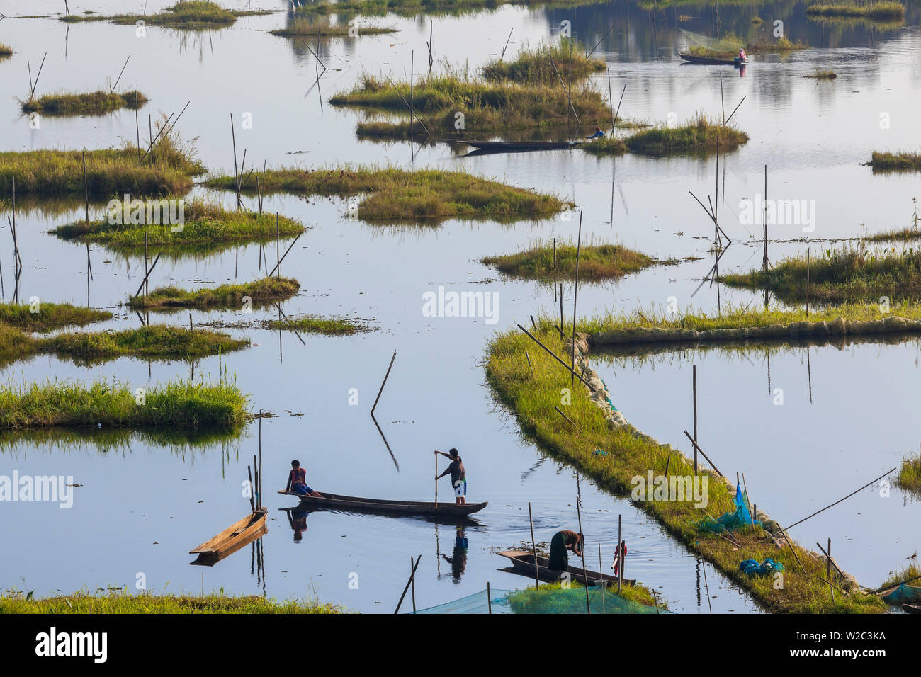 Loktak See, in der Nähe von Imphal, Manipur, Indien Stockfoto