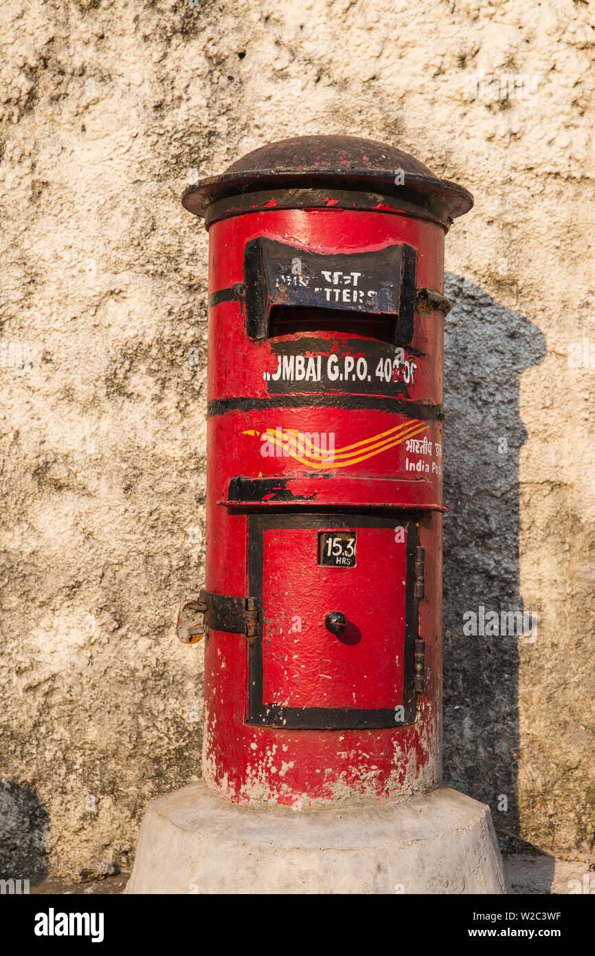 India, Maharashtra, Mumbai, Colaba, Indien Post Box Stockfoto