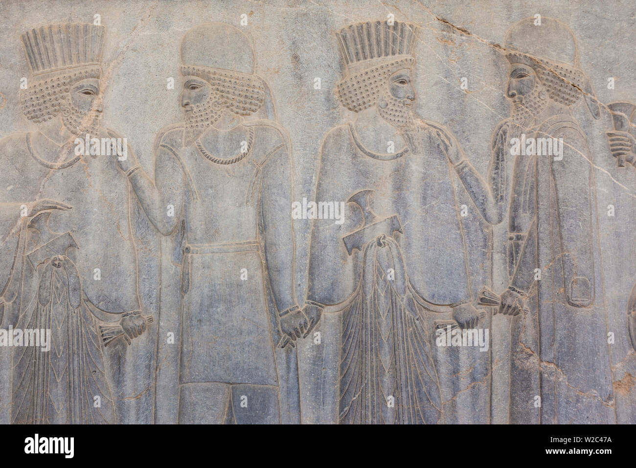 Iran, Iran, Persepolis, 6. Jahrhundert v. Chr. antike Stadt, Fries, Apadan Treppe Stockfoto