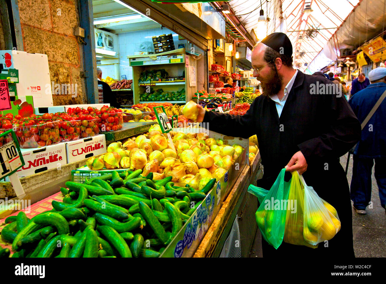 Pflanzliche ausgeht, Mahane Yehuda Markt, Jerusalem, Israel, Naher Osten Stockfoto