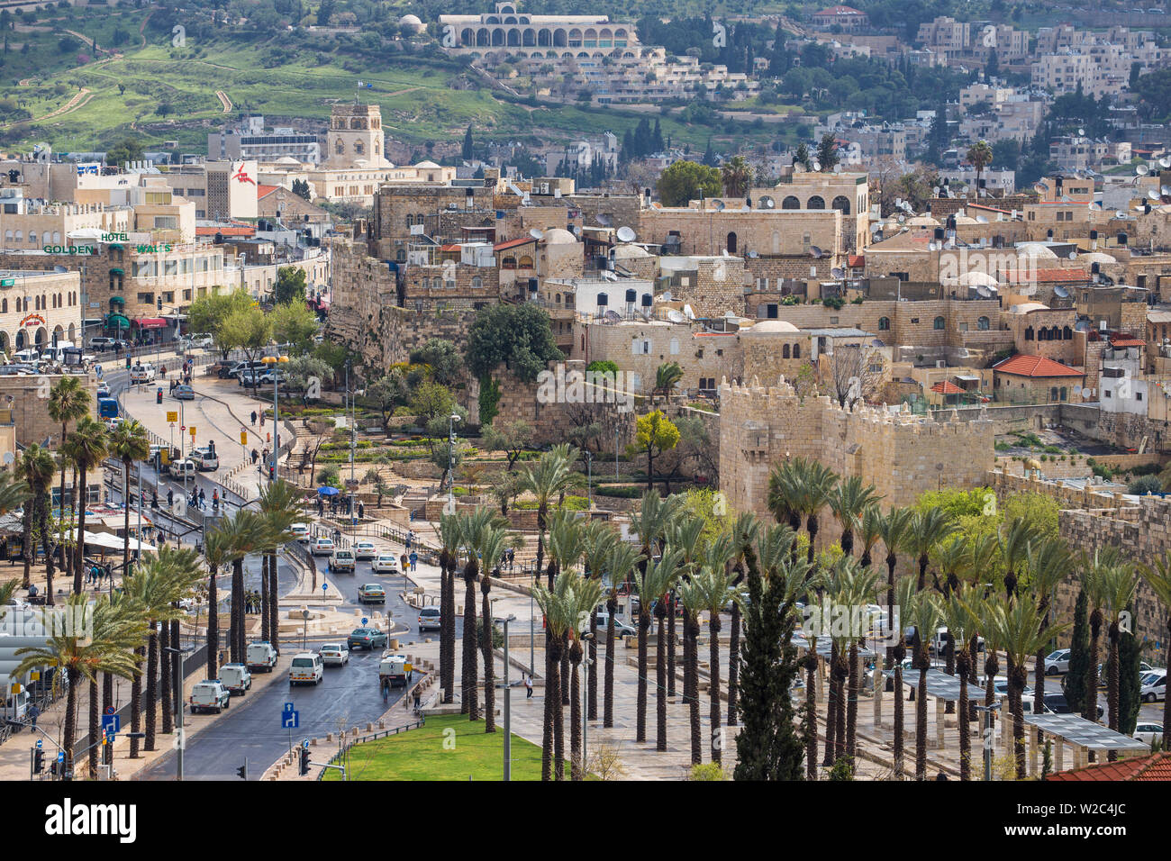 Israel, Jerusalem, Blick auf die Altstadt Ciy suchen nach Damaskus Tor Stockfoto