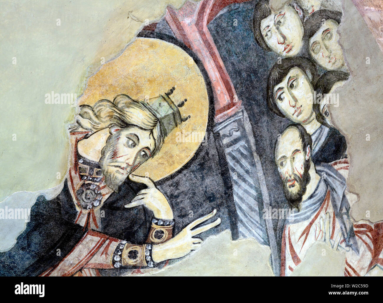 Verkündigung von Zacharias fresco, Santa Sofia Kirche (8. Jahrhundert), Benevento, Kampanien, Italien Stockfoto