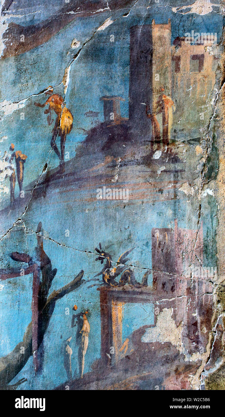 Wandmalerei, Villa Oplontis, Torre Annunziata, Kampanien, Italien Stockfoto