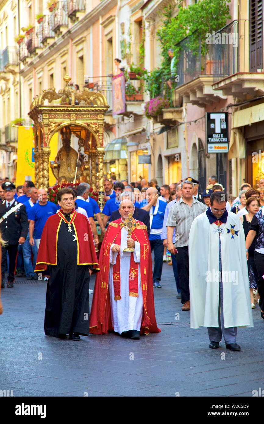 Fest des Heiligen Pankratius, Taormina, Sizilien, Italien Stockfoto