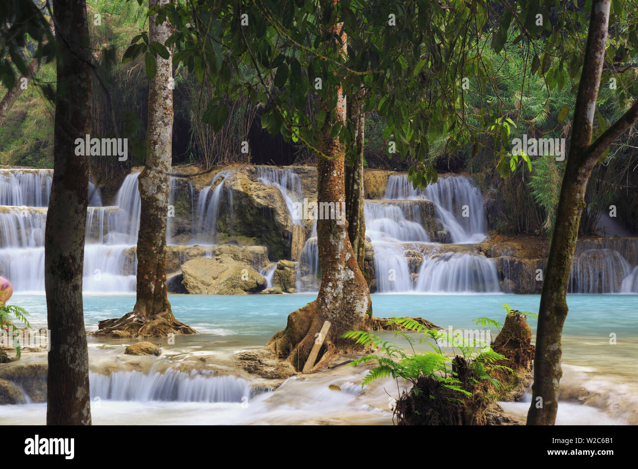 Laos, Luang Prabang (UNESCO-Welterbe), Tad Kouang Si Wasserfälle Stockfoto