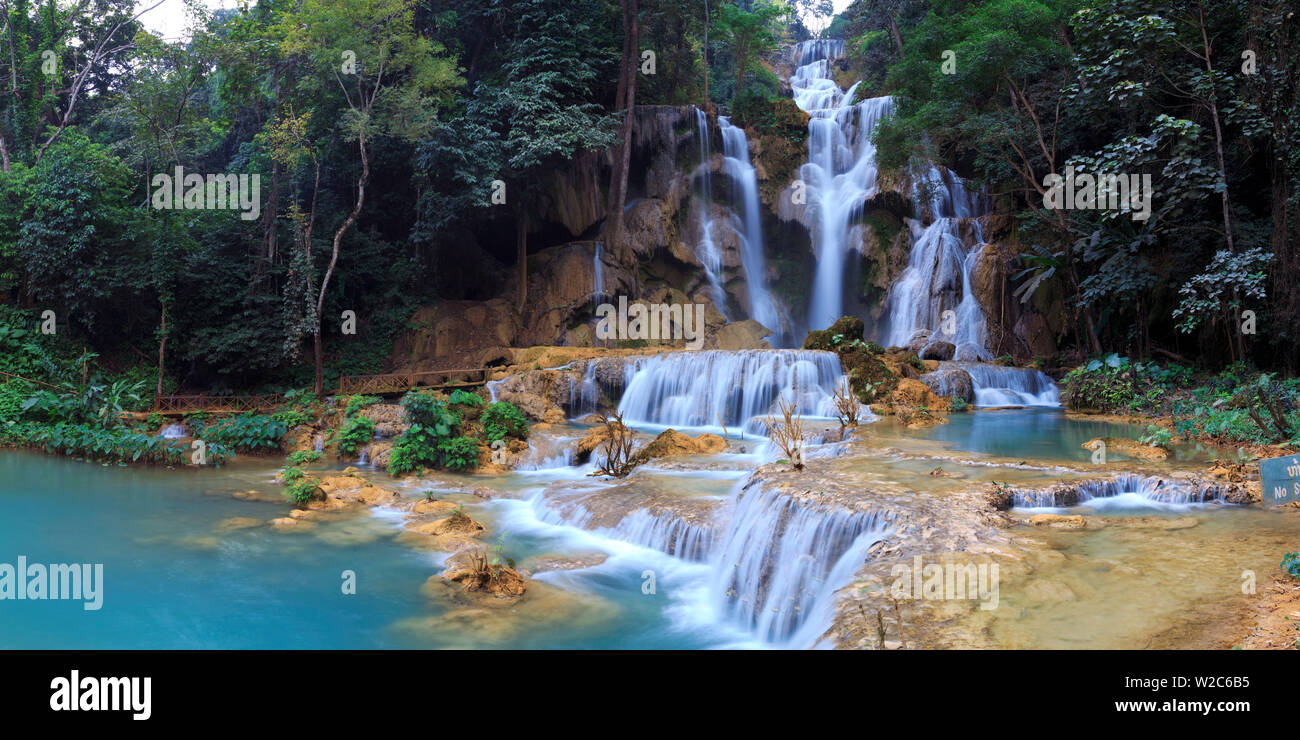 Laos, Luang Prabang (UNESCO-Welterbe), Tad Kouang Si Wasserfälle Stockfoto